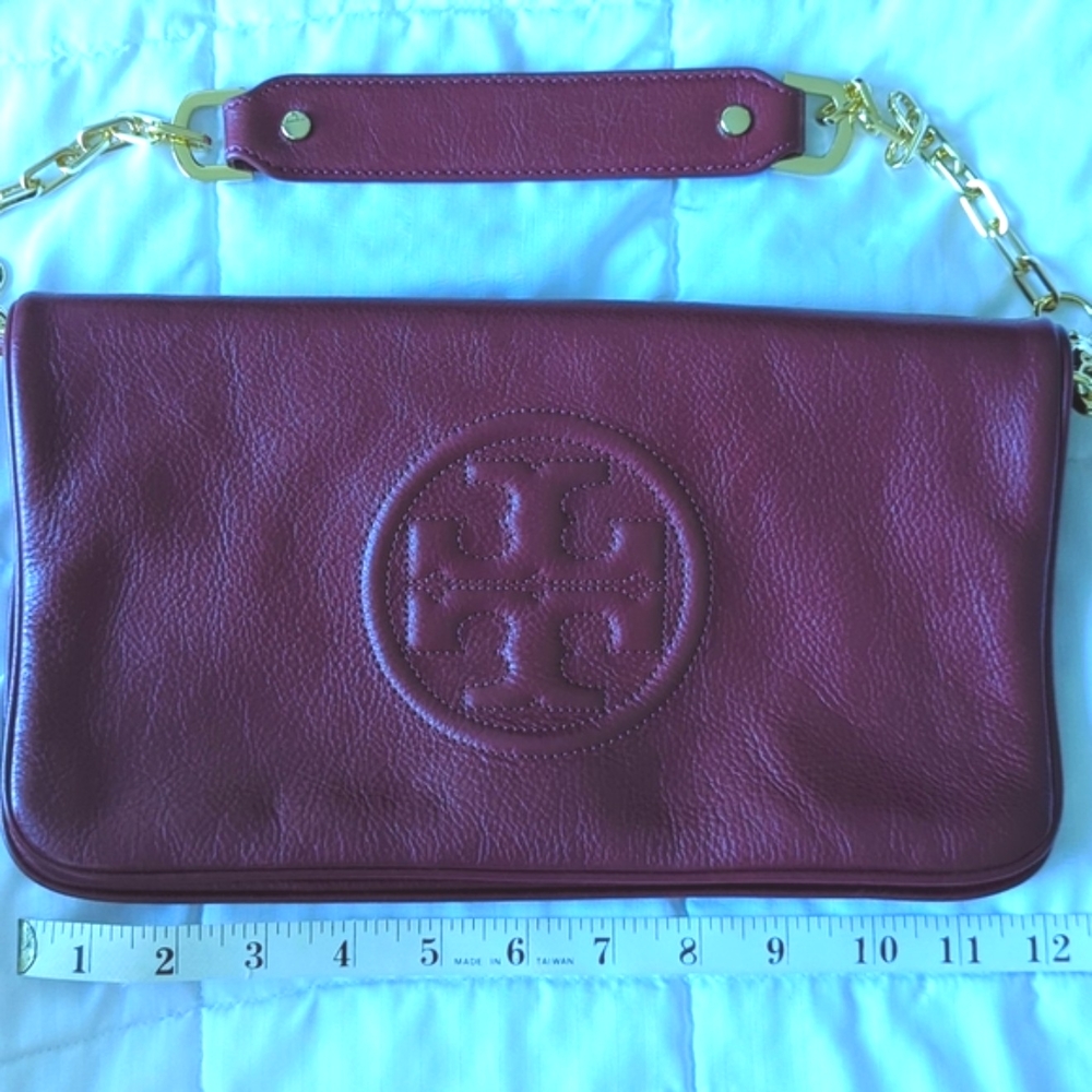 Tory Burch Red Agate leather Bombe Reva shoulder bag/clutch